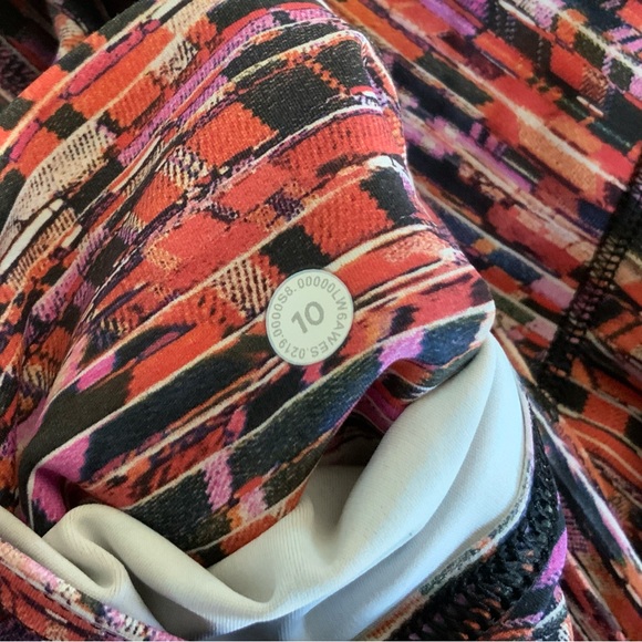 Lululemon Fast and Free Crop I| 19" *Nulux Flash Pleat Orange Multi Size 10 - Picture 8 of 8